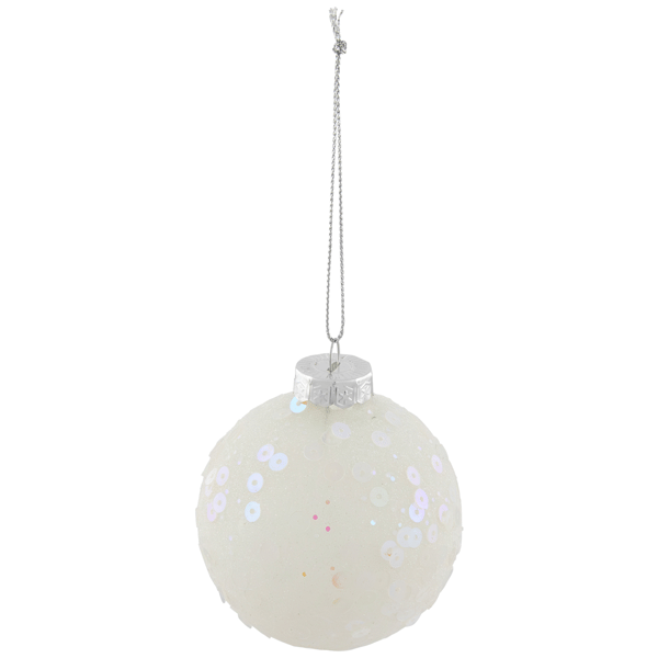 Northlight 4ct. Frosted Sequined Christmas Ball Glass Ornaments