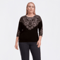 Plus Size Emily Daniels 3/4 Sleeve Rhinestone Paisley Sweater - image 1