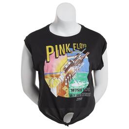 Juniors Plus Freeze Pink Floyd Knot Front Roll Sleeve Graphic Tee