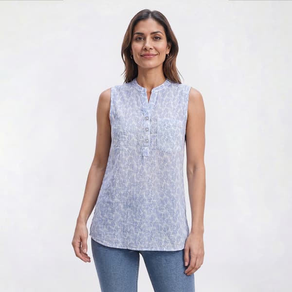 Womens da-sh Sleeveless Pocket Italian Gauze Blouse