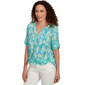 Womens Ruby Rd. Paradise Cove Ikat Button Tie Front Blouse - image 3