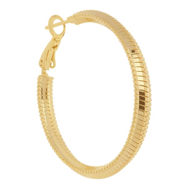 14kt. Gold Over Brass 39mm Textured Hoop Earrings