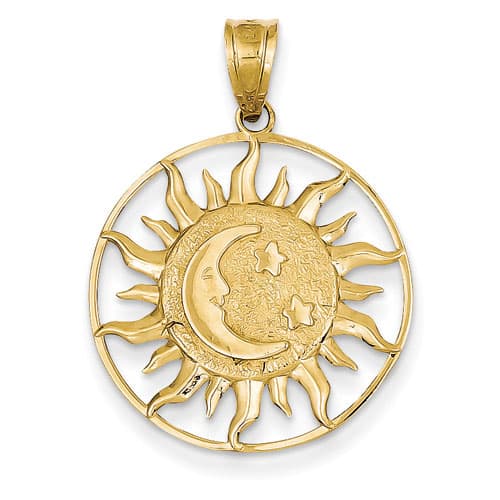 Gold Classics&#40;tm&#41; 14kt. Polished Sun with Moon & Star Charm - image 
