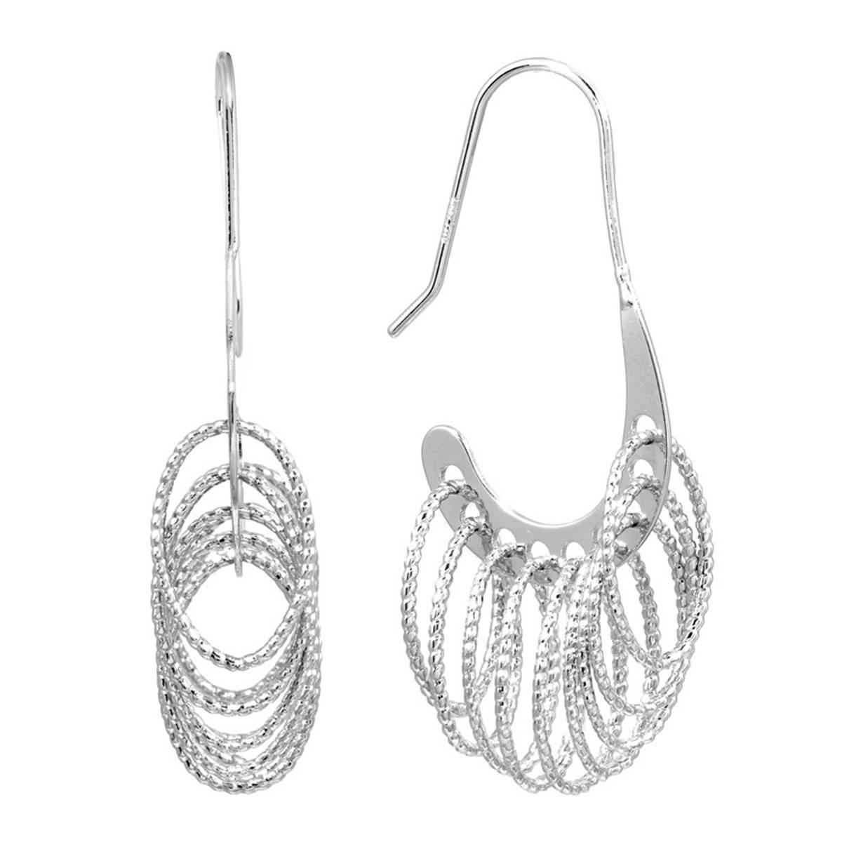 Athra Fine Silver Plated Marquise Drop J-Hoop Earrings