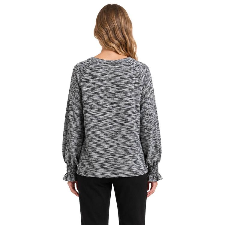Plus Size Zac & Rachel Smocked Poet Sleeve Rib Knit Sweater