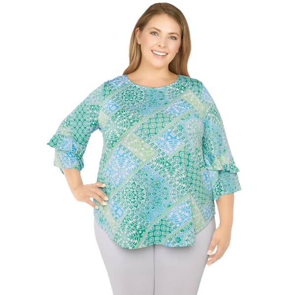 Plus Size Ruby Rd. Must Haves II Bandana Scoop Neck Blouse - image 