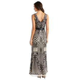 Womens R&M Richards Maxi Embellished Sequin Gown w/ Sash
