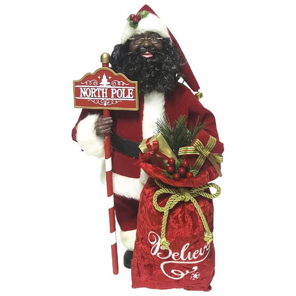 Santa''s Workshop 15in. Black North Pole Santa - image 