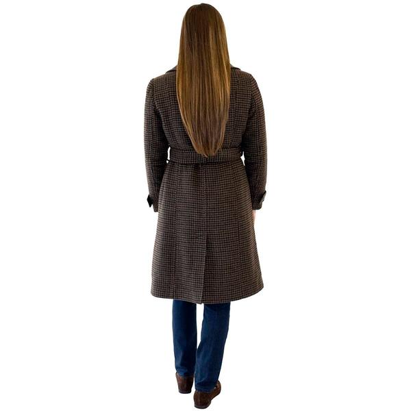 Womens Nine West Double Breasted Plaid Belted Wool Coat
