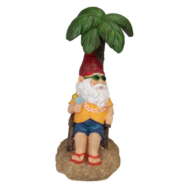 Northlight Seasonal Tropical Gnome w/ Palm Tree Garden Statue