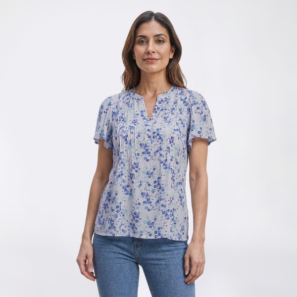 Petite Napa Valley Short Sleeve Ditsy Floral Clip Dot Blouse