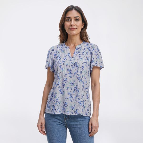 Womens Napa Valley Short Sleeve Ditsy Floral Clip Dot Blouse - image 