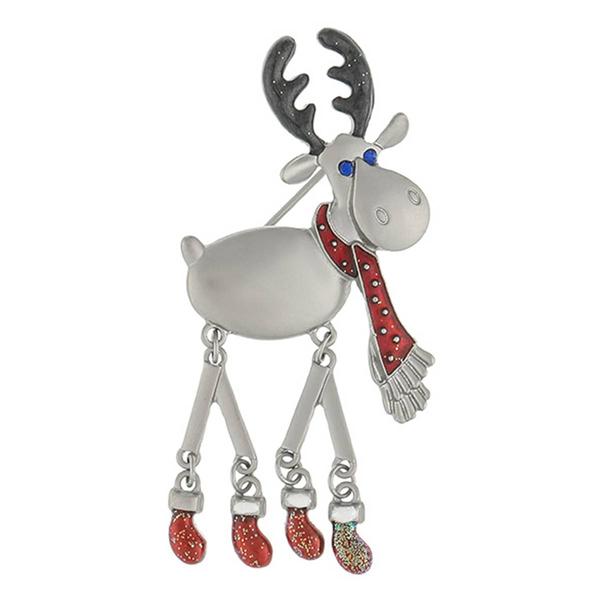 Silver Plated Reindeer Jingle Legs Pin - image 
