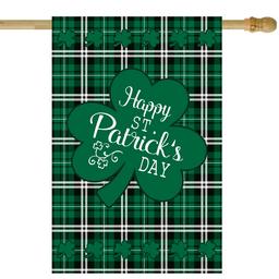Northlight Seasonal Happy St. Patrick's Day Plaid House Flag