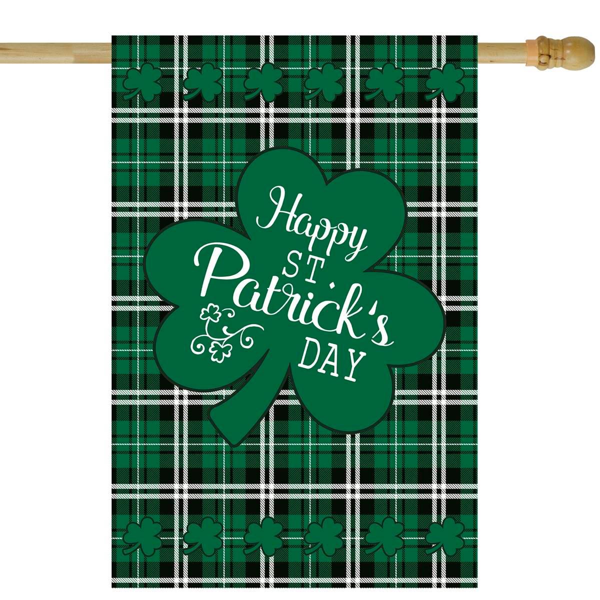 Northlight Seasonal Happy St. Patrick's Day Plaid House Flag