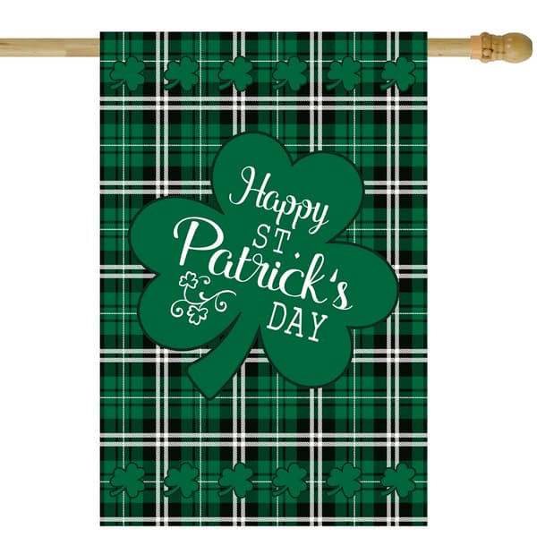 Northlight Seasonal Happy St. Patrick's Day Plaid House Flag - image 