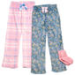Girls (7-16) Sleep On It® 2pk. Plaid/Floral Pajama Pants w/ Socks - image 2