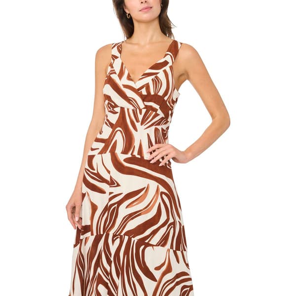 Womens MSK Sleeveless Abstract Challis Tier Maxi Dress