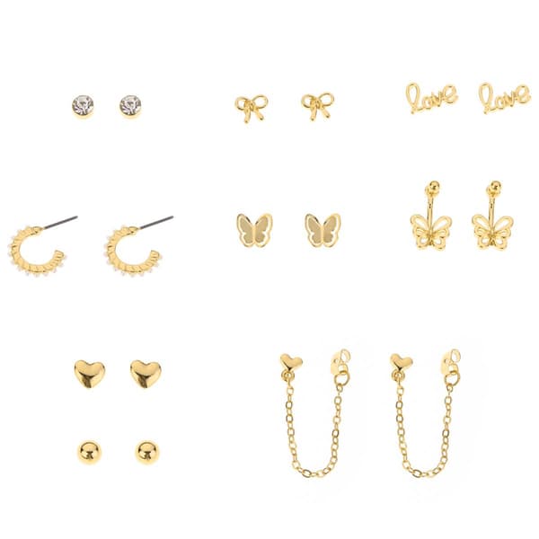 Ashley Gold-Tone Butterflies/Bows/Hearts Earring Set - image 