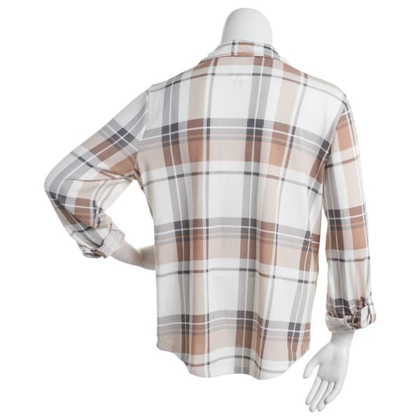 Plus Size New York Laundry Long Sleeve Plaid Henley - Cream