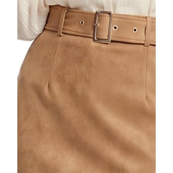 Womens NY Collection Pull On Belted Suede Pencil Skirt