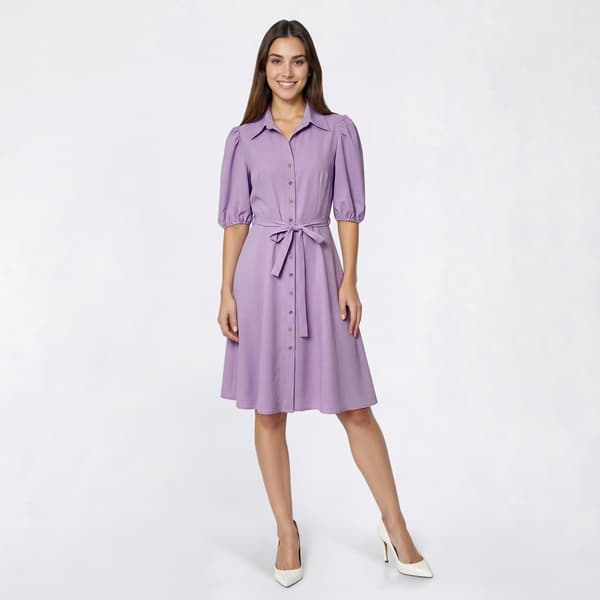 Womens Sharagano Puff Elbow Sleeve Shirtdress