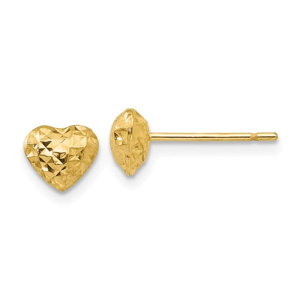Gold Classics&#40;tm&#41; 14kt. Diamond Cut Heart Stud Earrings - image 