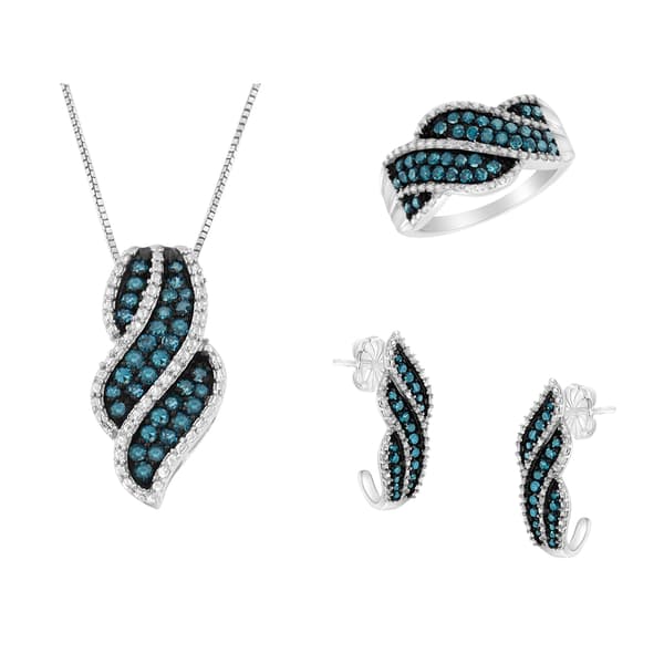 Radiant Rainbow&#40;tm&#41; Blue Diamond Jewelry 3pc. Set