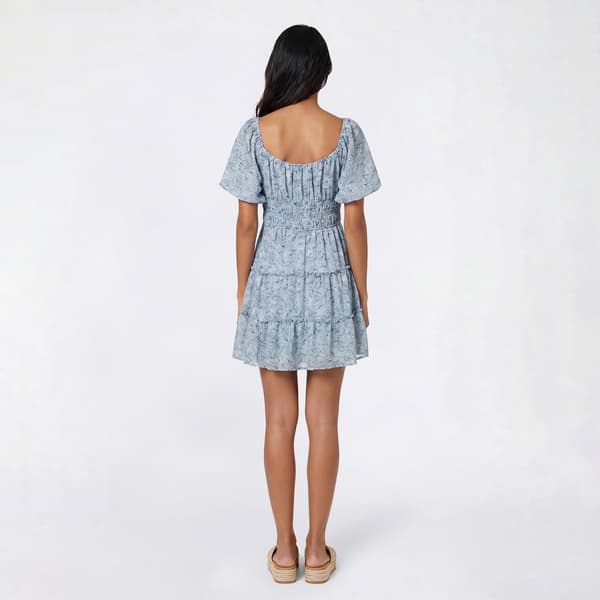 Juniors Trixxi Floral Print Puff Sleeve Tier Peasant Dress