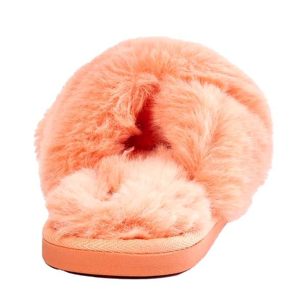 Womens Kooba Faux Fur Cross Slide Slippers