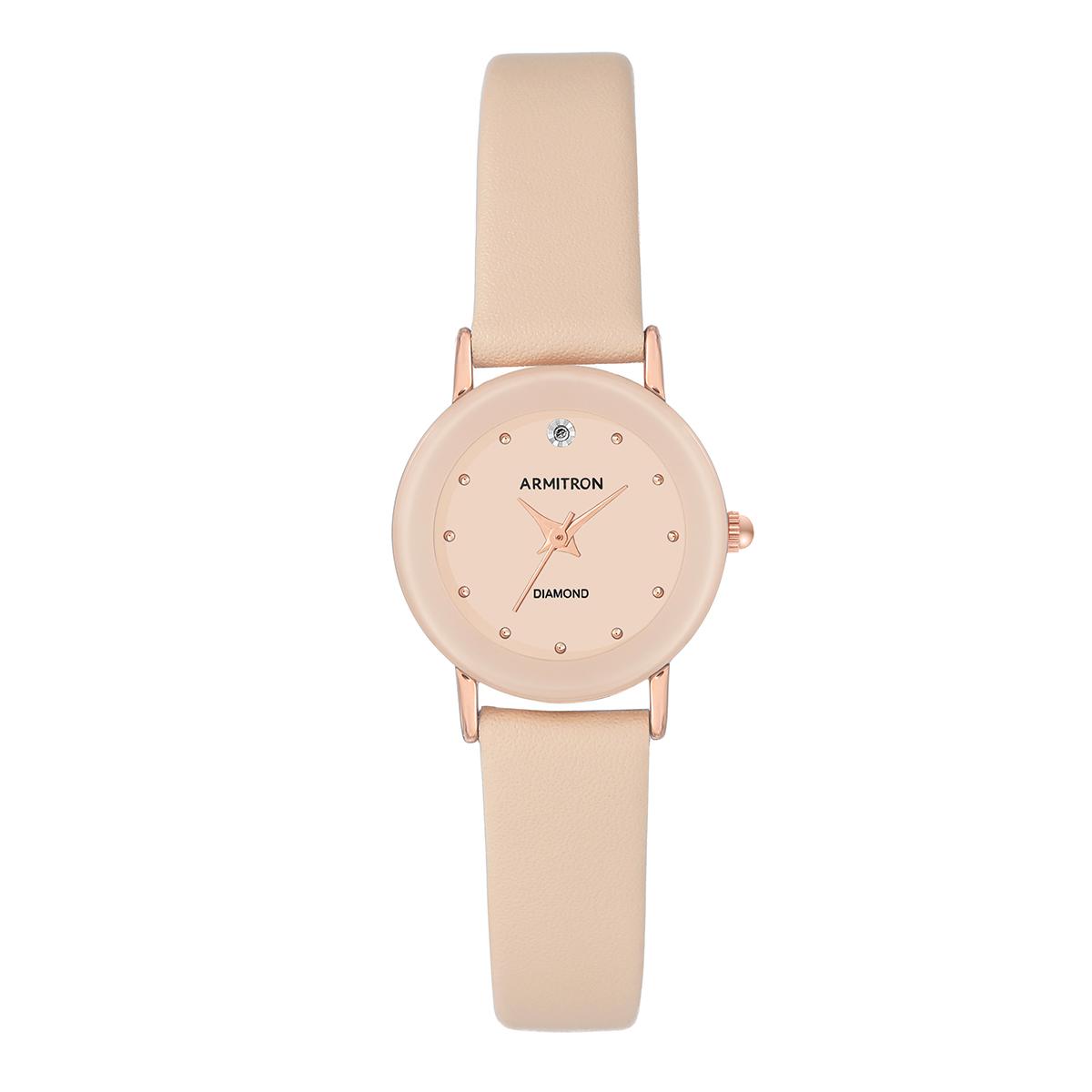 Womens Armitron Round Blush Diamond Dial Watch-75-2447BHRGBH