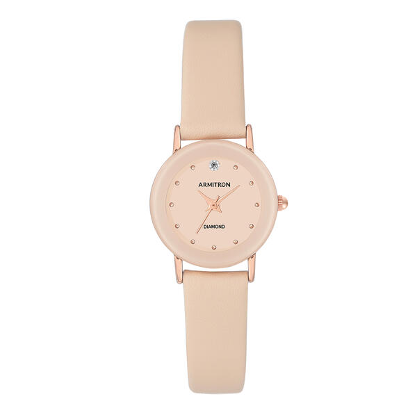 Womens Armitron Round Blush Diamond Dial Watch-75-2447BHRGBH - image 