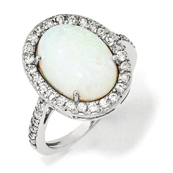 Sterling Silver Synthetic Opal Ring - image 