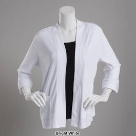 Plus Size Hasting & Smith 3/4 Sleeve Rib Open Front Cardigan