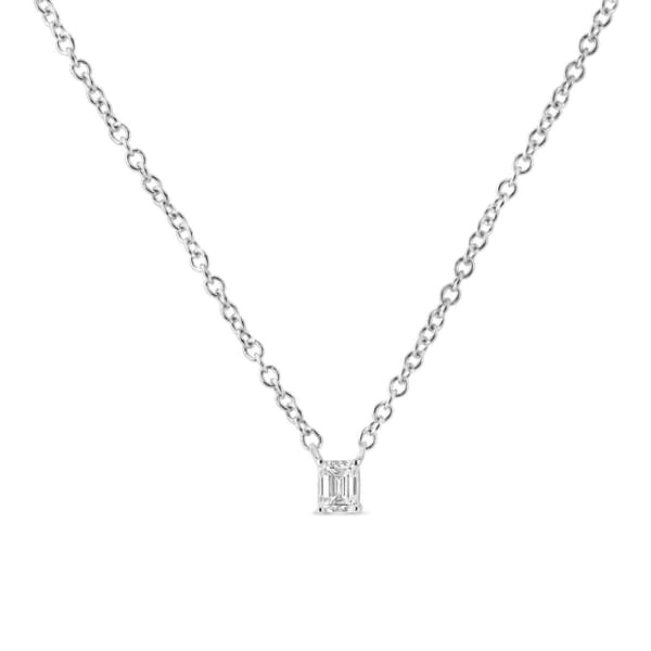 Haus of Brilliance White Gold Emerald Shape Diamond Pendant