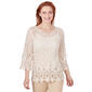 Petite Skye''s The Limit Soft Side Solid 3/4 Sleeve Lace Top - image 1