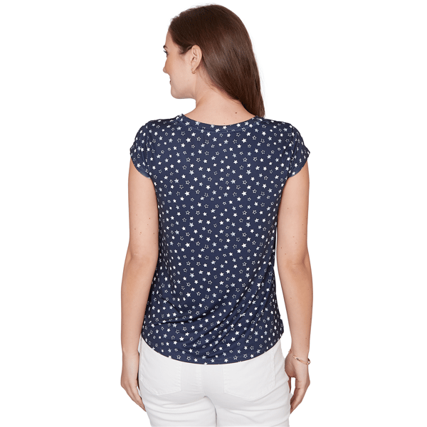Womens Emaline Sapphire Serenade II Cap Sleeve Stars Tee