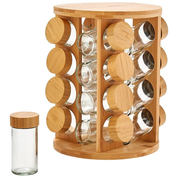 Gourmet Kitchen Bamboo 16pc. Spice Spinner Rack - image 