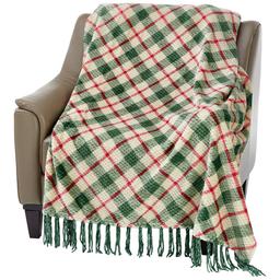 Mountain Ridge Red & Green Plaid Fringe Throw