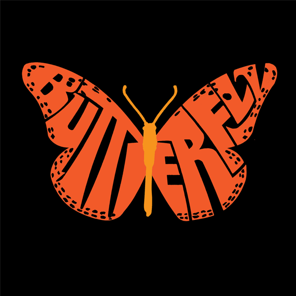 Womens LA Pop Art Butterfly Word Art V-Neck T-Shirt