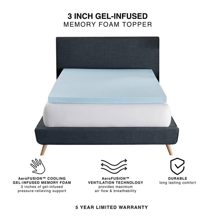 Bodipedic™ 3in. Gel-Infused Memory Foam Mattress Topper