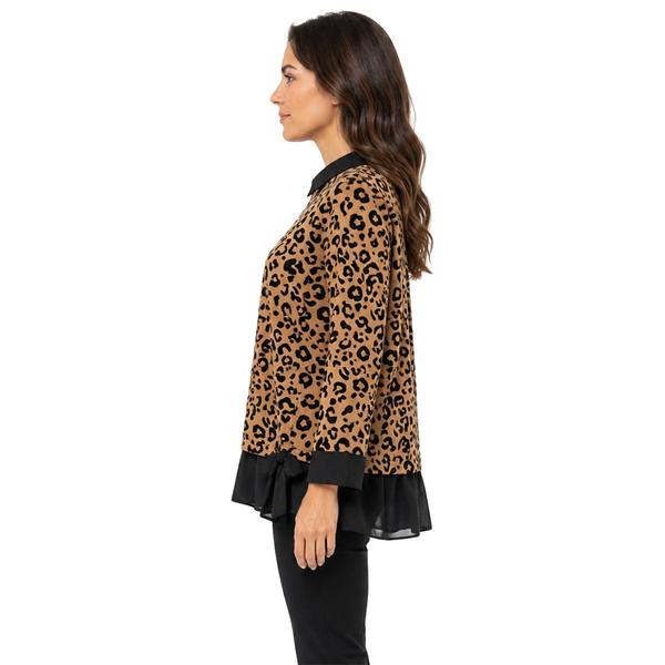 Womens Zac & Rachel Long Sleeve Two in One Leopard Blouse