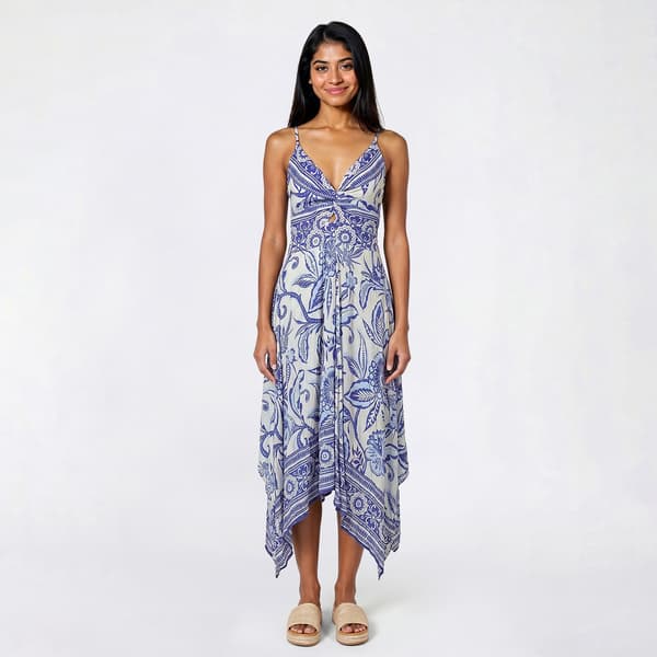 Juniors Angie Twist Front Handkerchief Hem High Low Dress - image 