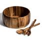 Kalmar Home Acacia Wood Straight Edge Extra Large Salad Bowl Set - image 1