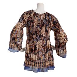 Plus Size Floral & Ivy 3/4 Sleeve Floral Paisley Pleater Blouse