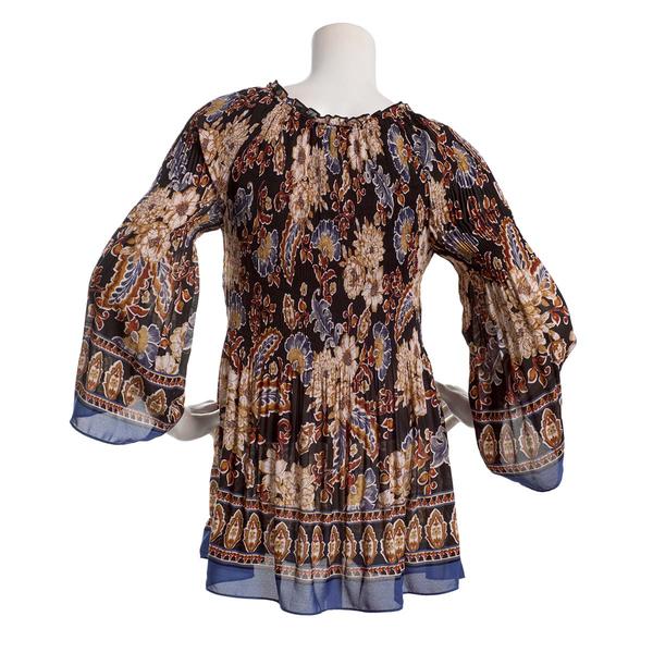 Petite Floral & Ivy 3/4 Sleeve Floral Paisley Pleater Blouse