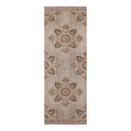 HomeRoots Beige, Rust & Teal Stain Resistant Medallion Runner