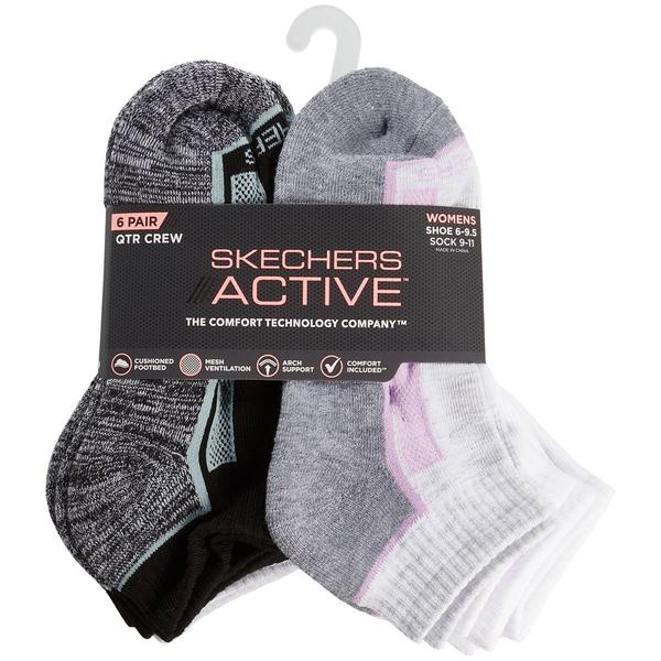 Womens Skechers 6Pk 1/2 Terry Quarter Crew - image 