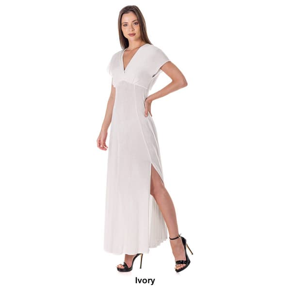 Womens 24/7 Comfort Apparel Side Slit Empire Waist Dress