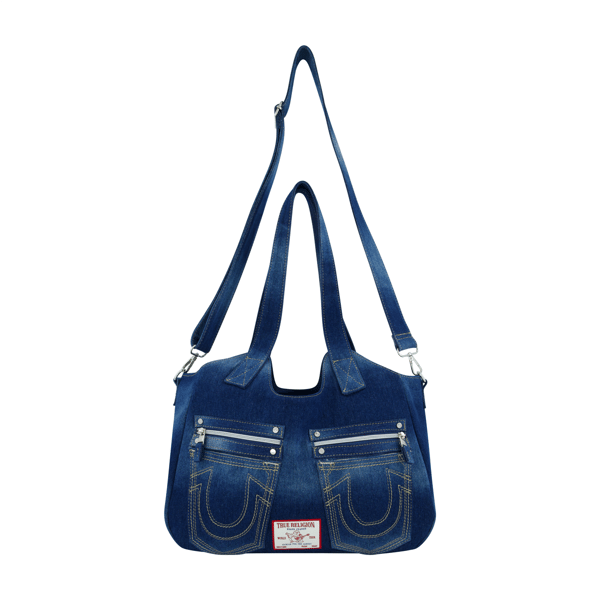 True Religion Horseshoe Stitch Dark Denim Satchel